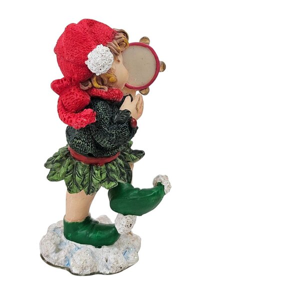 Ks Collections Christmas Elf Figurines Drum Tambourine Set of 2 Holiday Decor - Picture 8 of 10